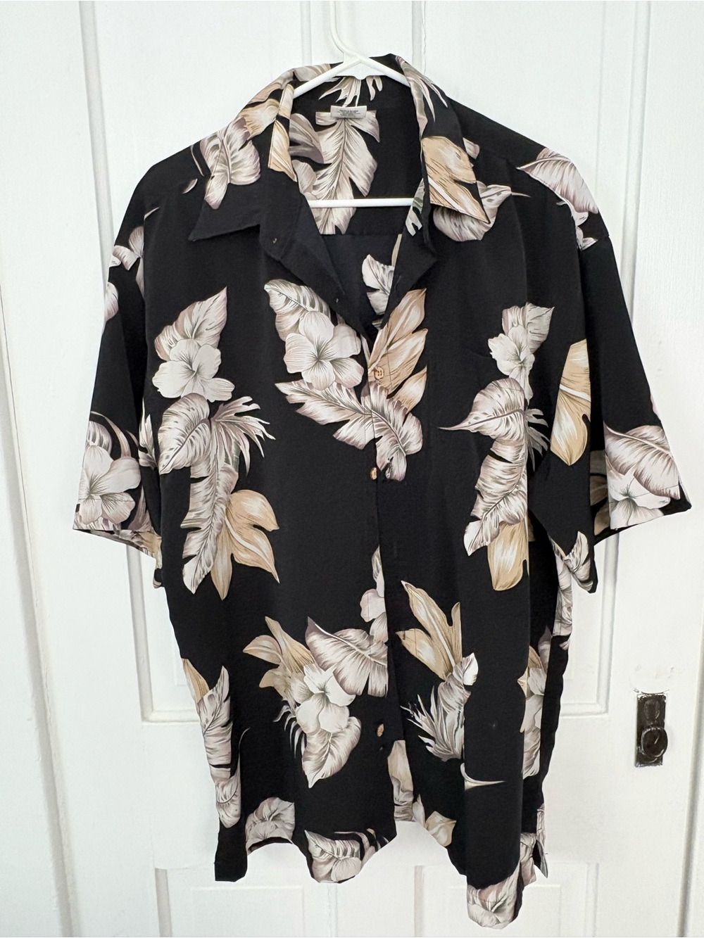 Men's Black Floral Camp-Collar Button Shirt